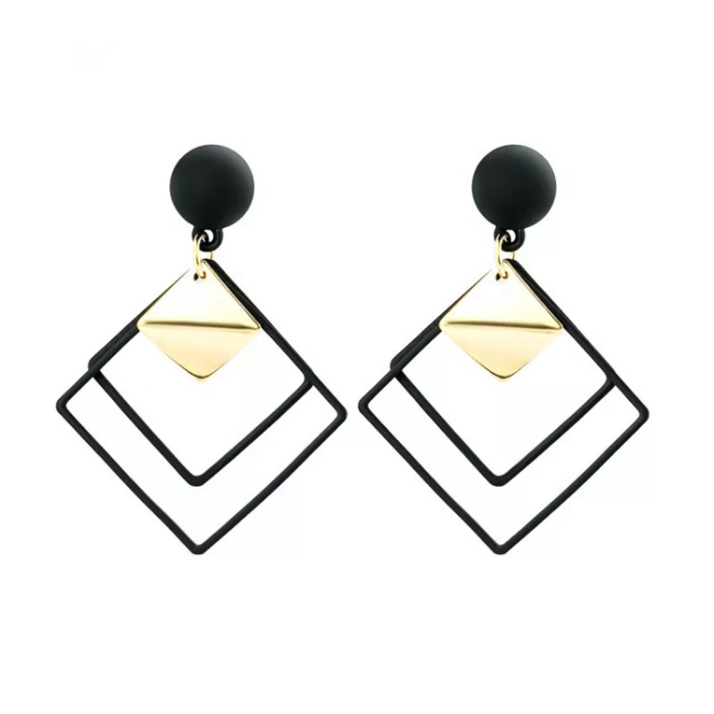 Geometric Black and Gold Earrings